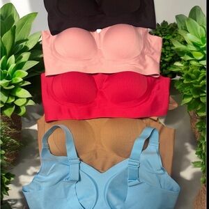 Women's Seamless Comfort Bra Set - Black, Pink, Red, Tan, Blue